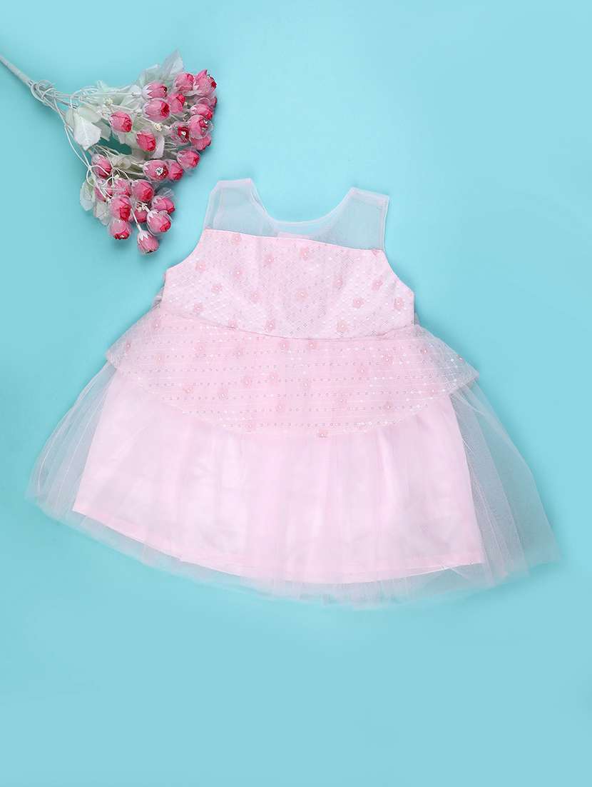 girls self designed sleeveless fit & flare dress