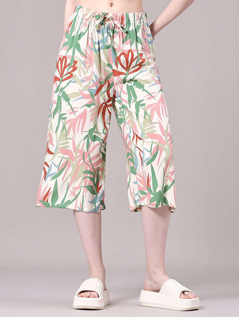 women printed mid rise culottes 