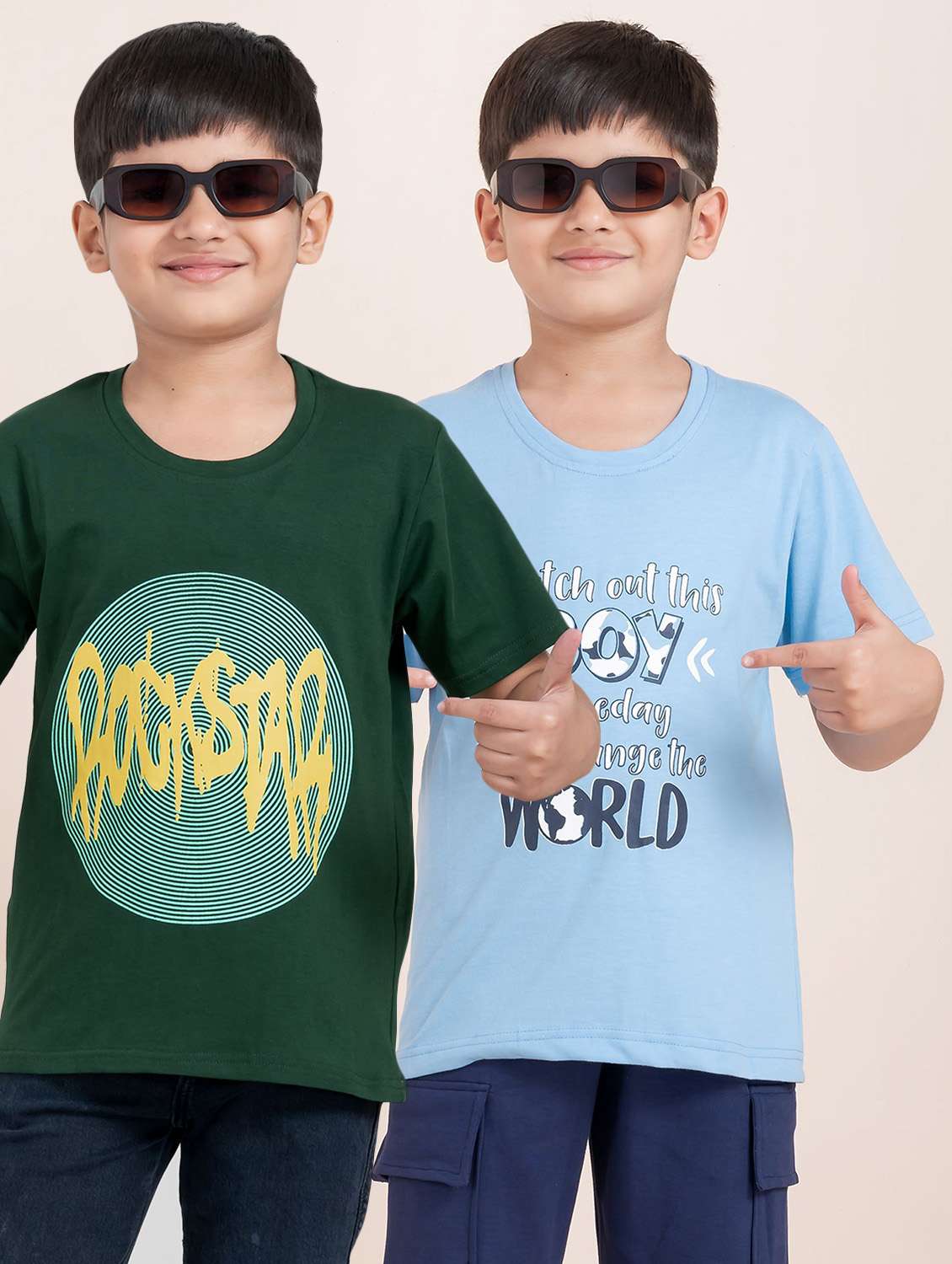 boys pack of 2 printed short sleeve t-shirt