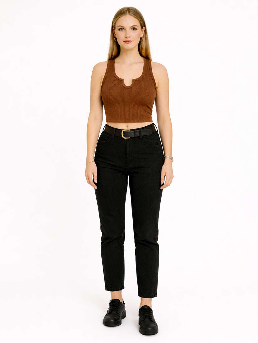 women solid sleeveless crop tank top - 22267713 -  Standard Image - 3