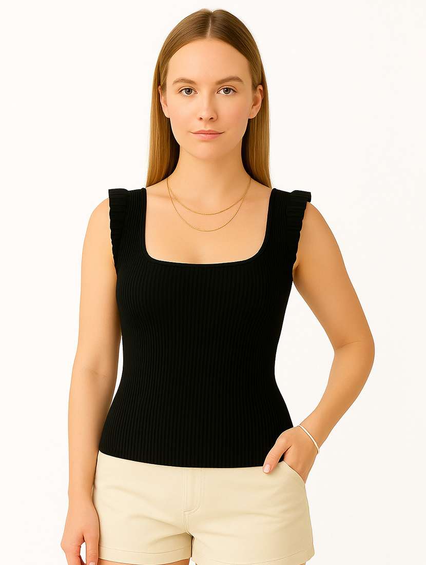 women solid sleeveless tank top