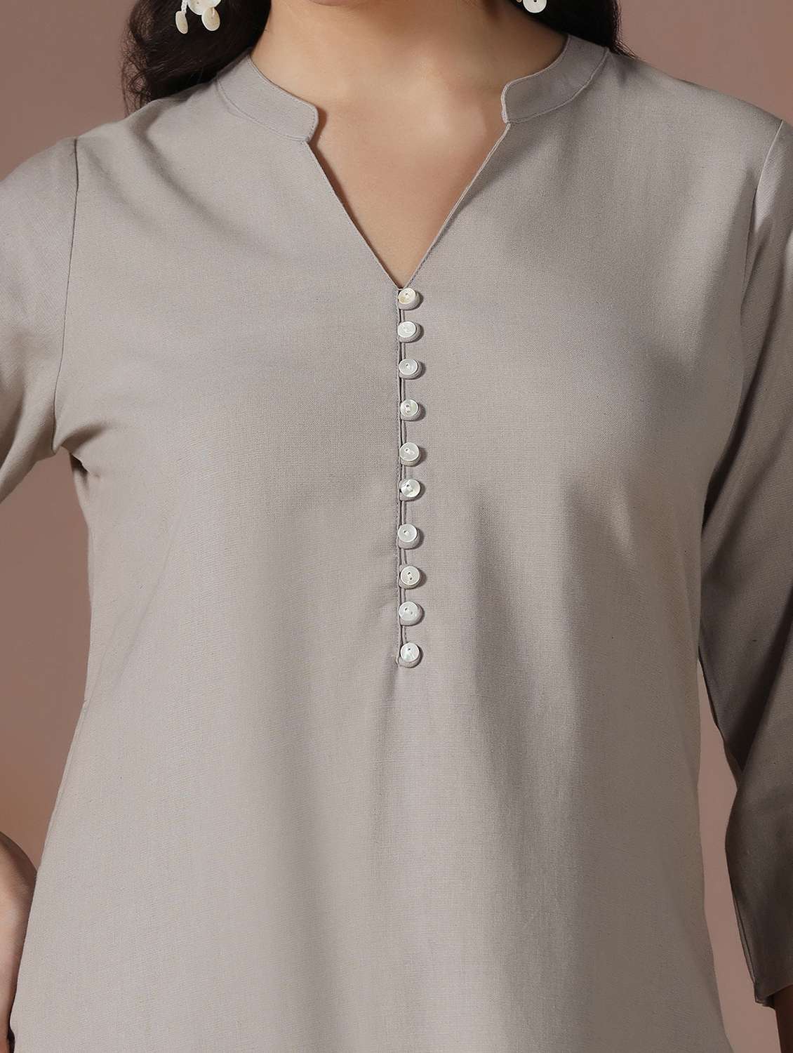 women solid three quarter sleeve straight kurta  - 22267744 -  Standard Image - 5