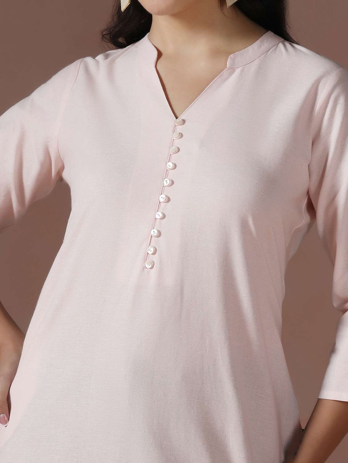 women solid three quarter sleeve straight kurta  - 22267745 -  Standard Image - 5