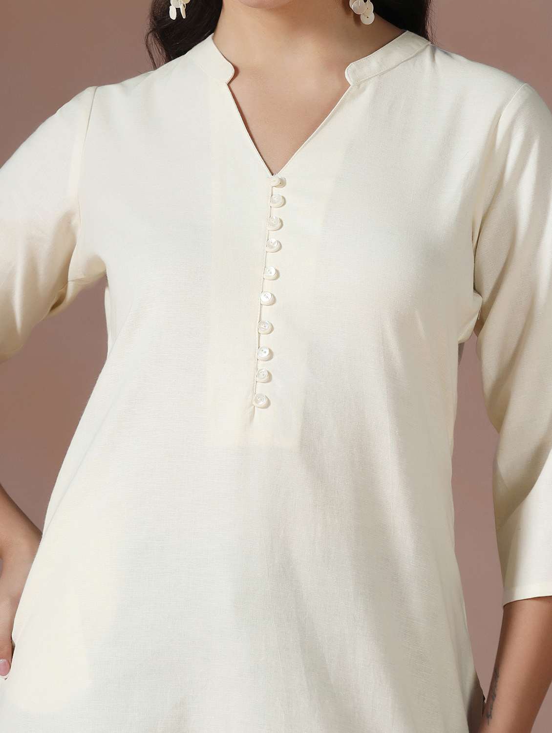 women solid three quarter sleeve straight kurta  - 22267747 -  Standard Image - 5