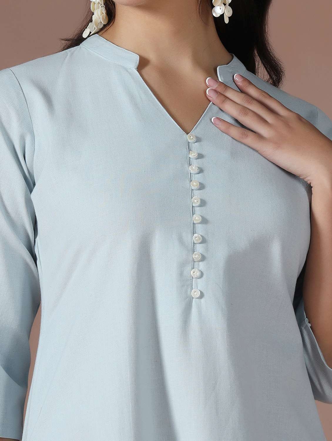 women solid three quarter sleeve straight kurta  - 22267748 -  Standard Image - 5