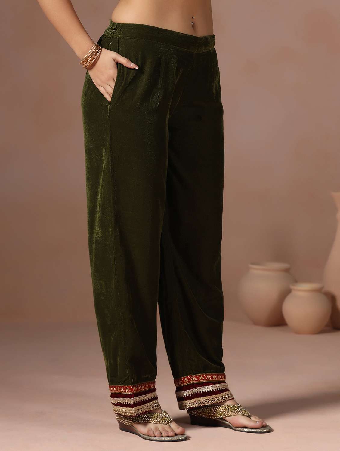 women solid with work long sleeve kurta pant with dupatta set - 22267774 -  Standard Image - 5