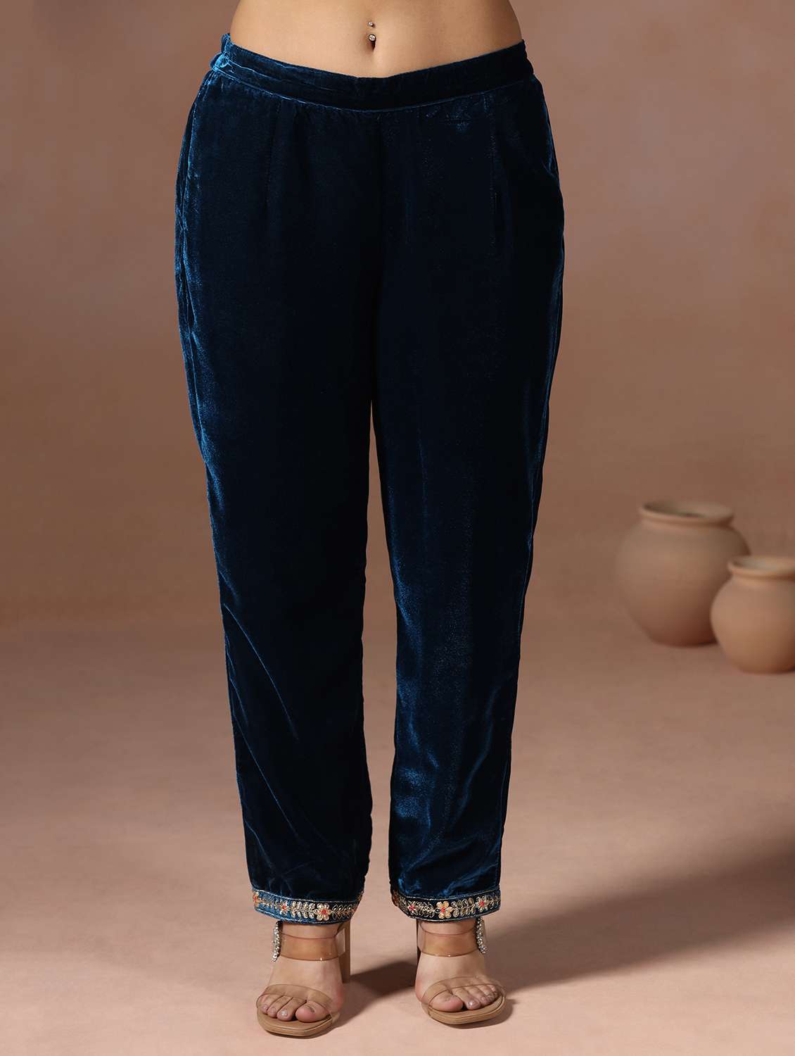 women solid with work three quarter sleeve kurta pant with dupatta set - 22267812 -  Standard Image - 5