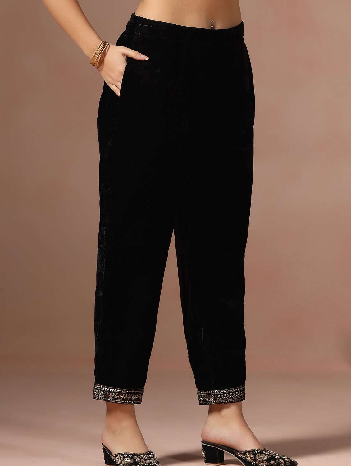 women solid with work three quarter sleeve kurta pant with dupatta set - 22267813 -  Standard Image - 5