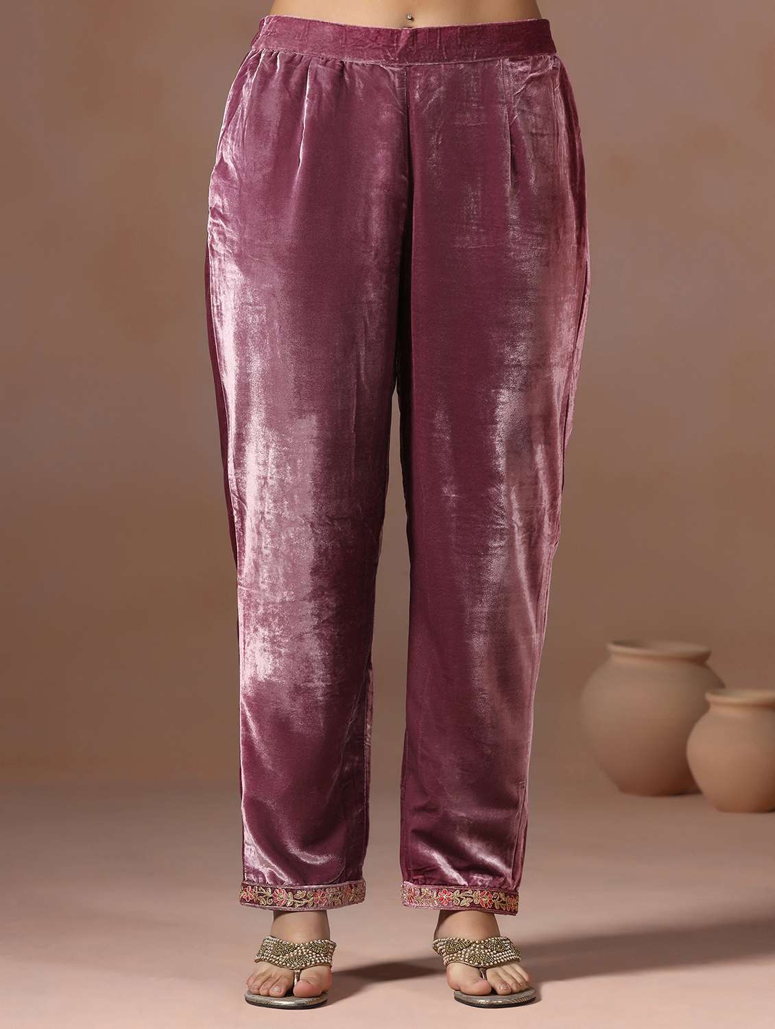 women solid with work three quarter sleeve kurta pant with dupatta set - 22267815 -  Standard Image - 5