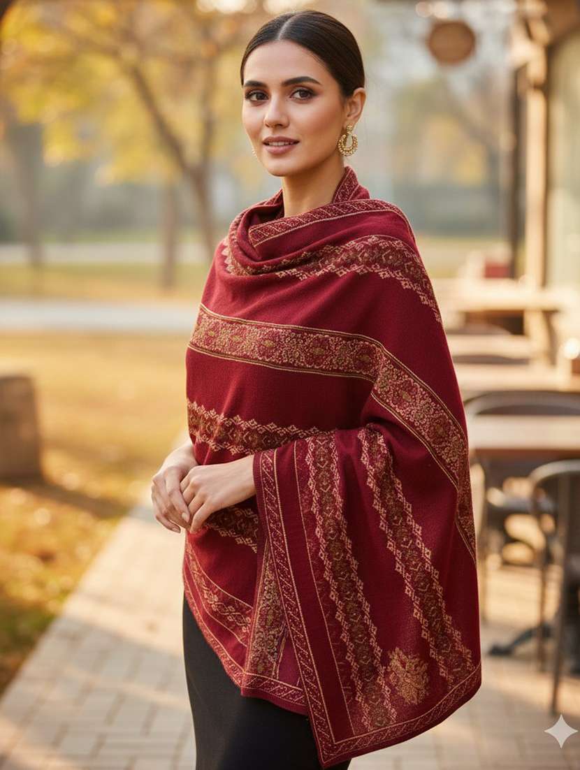 women self design winter shawl