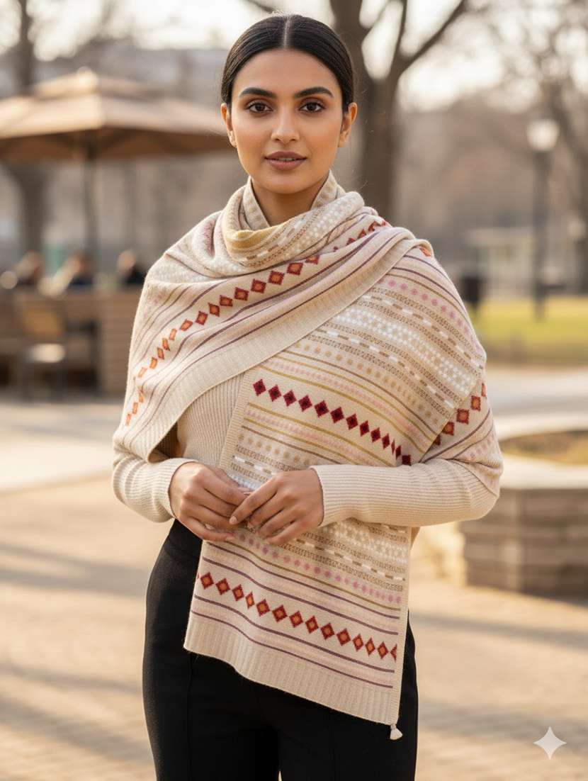 women self design winter shawl