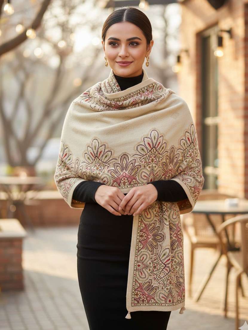 women self design winter shawl