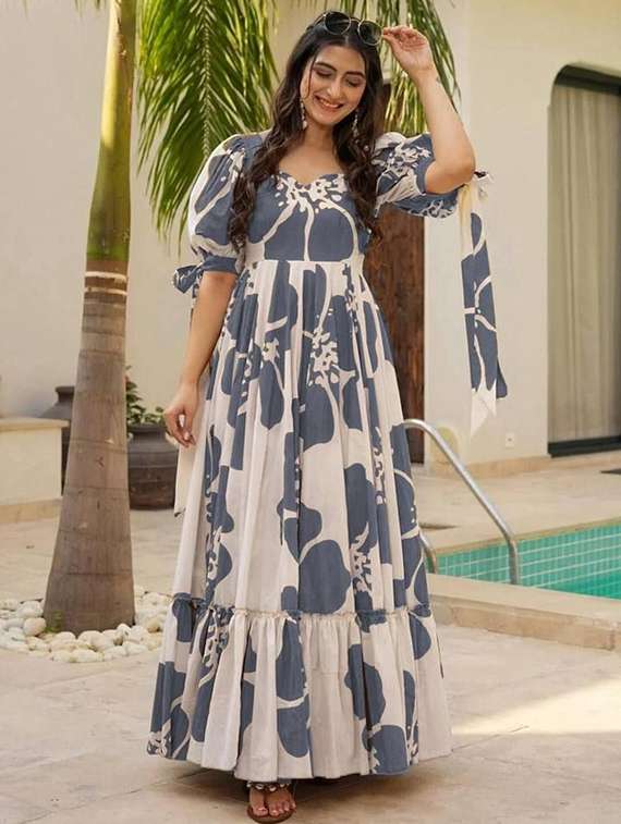 women floral print puff sleeve tiered dress