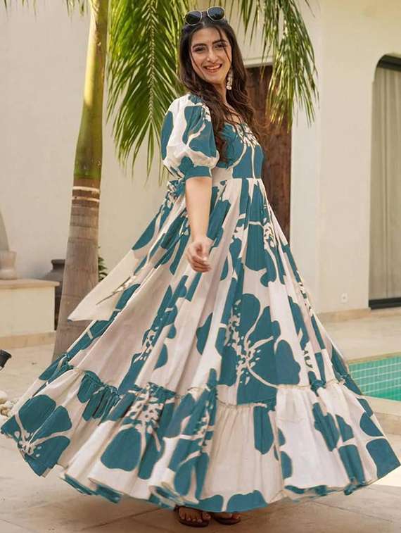 women floral print puff sleeve tiered dress - 22267991 -  Standard Image - 3