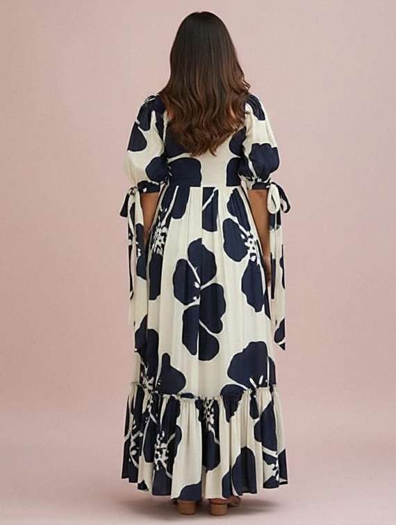 women floral print puff sleeve tiered dress - 22267994 -  Standard Image - 3