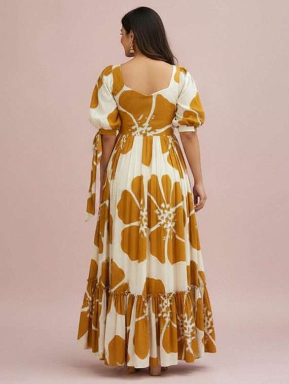 women floral print puff sleeve tiered dress - 22267995 -  Standard Image - 3