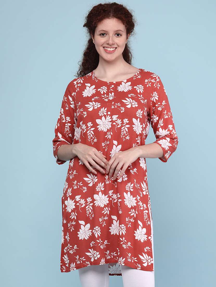 women floral print round neck kurta