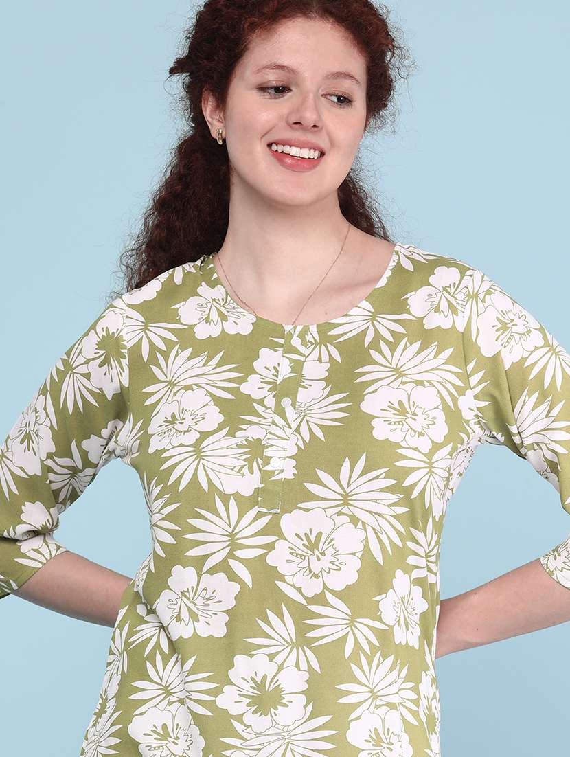 women floral print round neck kurta - 22268287 -  Standard Image - 3