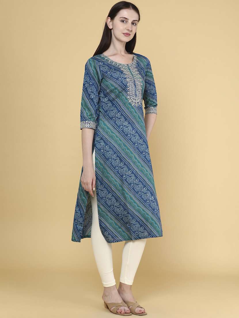 Women Cotton Straight Kurta - 22268291 -  Standard Image - 3