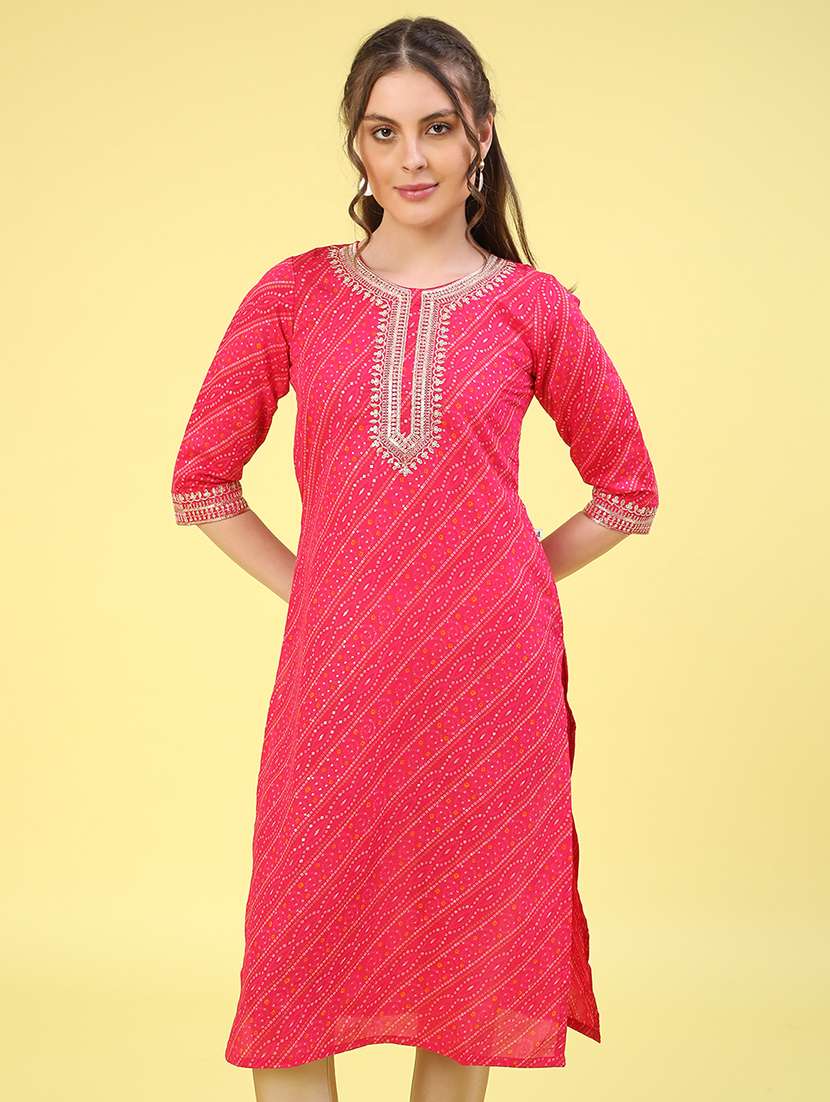 pink cotton straight kurta