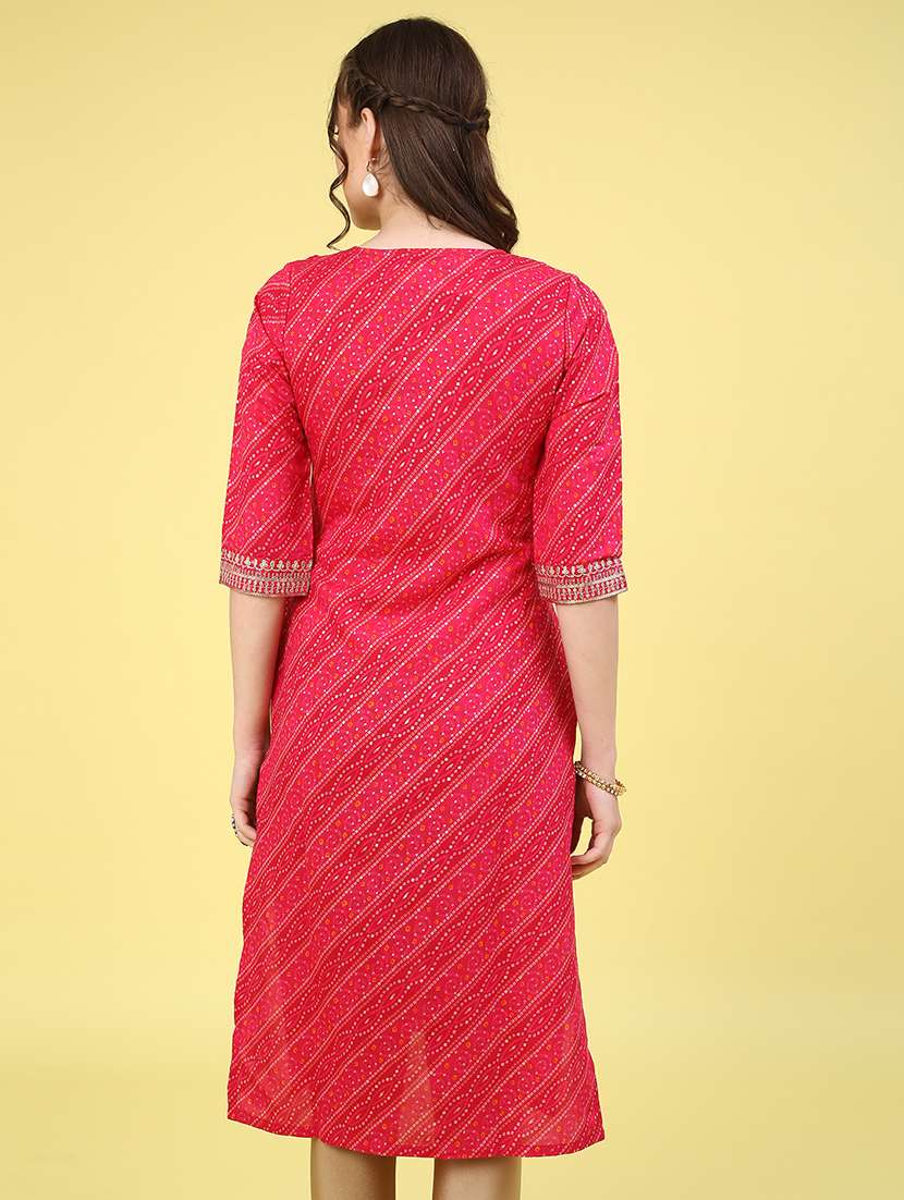 pink cotton straight kurta - 22268296 -  Standard Image - 3