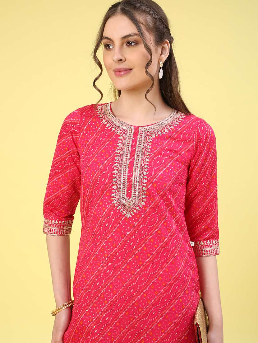 pink cotton straight kurta - 22268296 -  Standard Image - 5