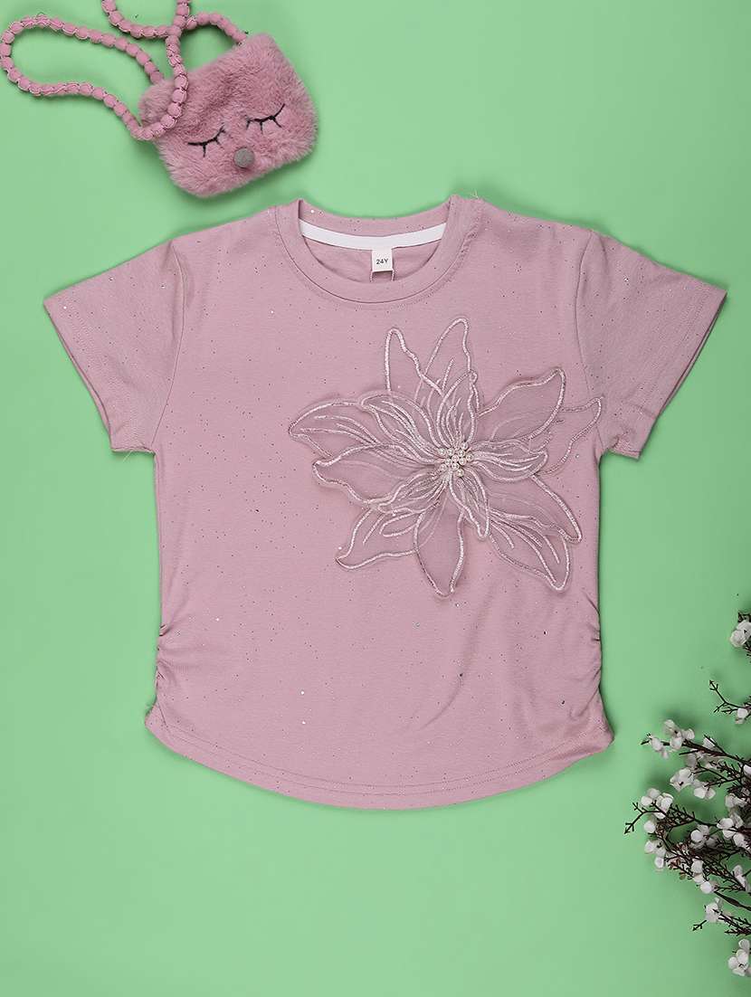 girls embroidered short sleeve tee