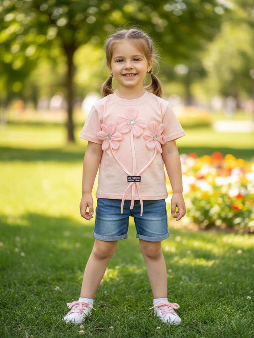 girls self designed short sleeve tee