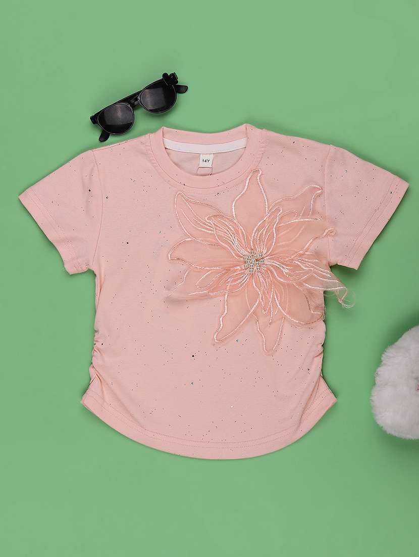 girls embroidered short sleeve tee