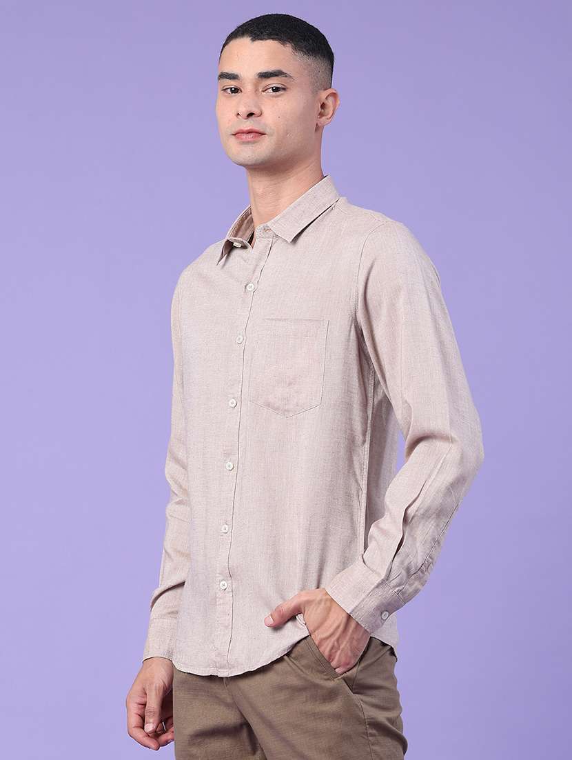 men solid long sleeve regular fit casual shirt - 22268329 -  Standard Image - 3