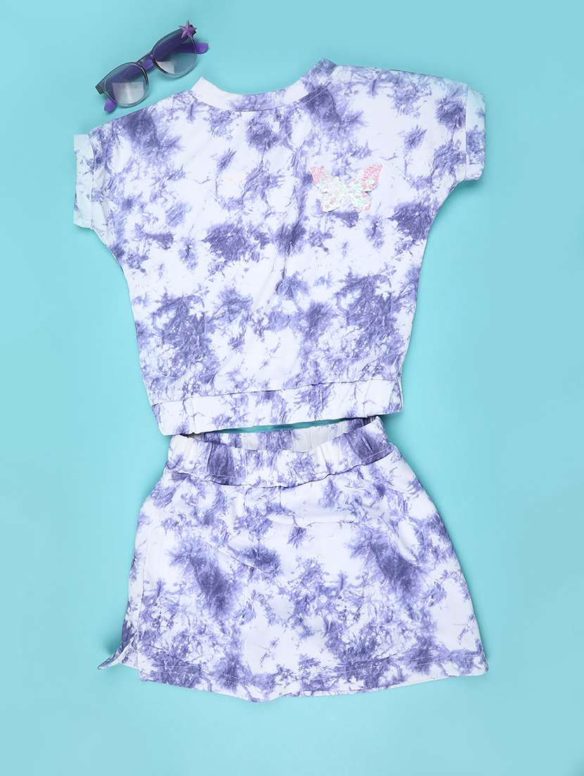 girls printed skirt & top co-ord set
