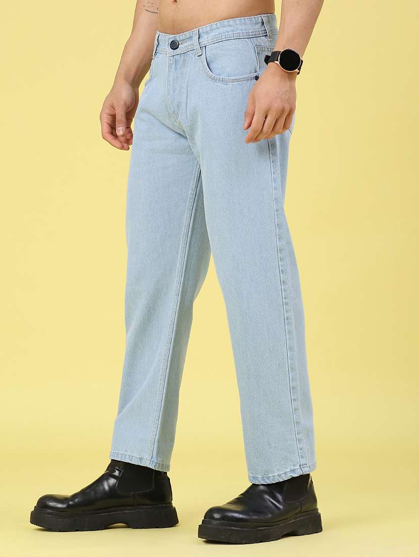 men plain mid rise full length straight jeans - 22268459 -  Standard Image - 3