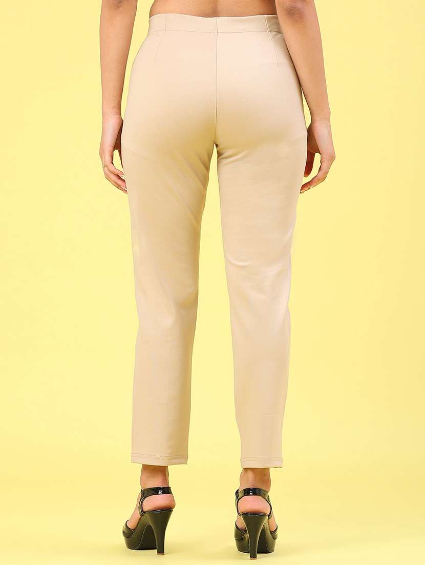 women solid mid rise cigarette pants - 22268483 -  Standard Image - 3