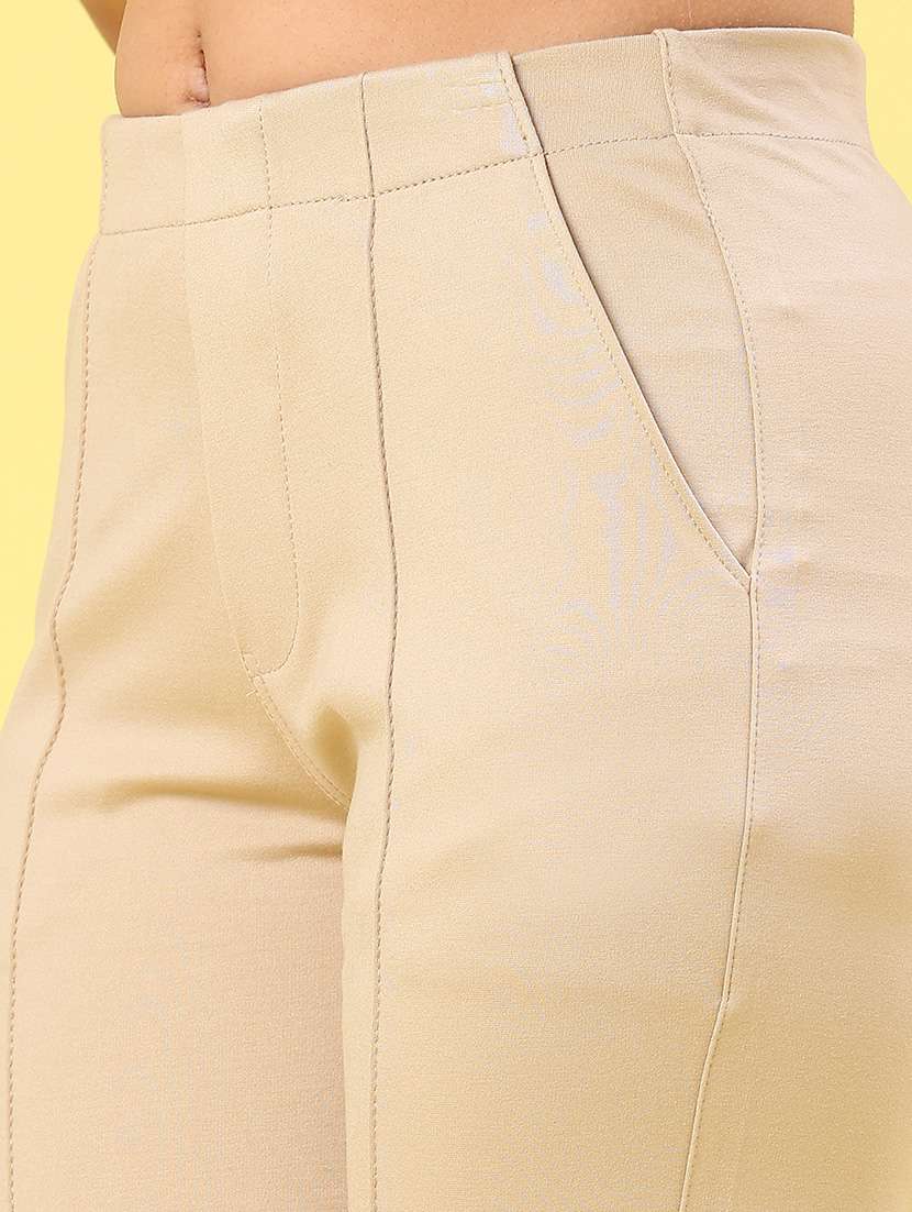 women solid mid rise cigarette pants - 22268483 -  Standard Image - 5