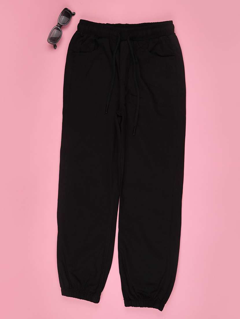girls solid mid rise jogger