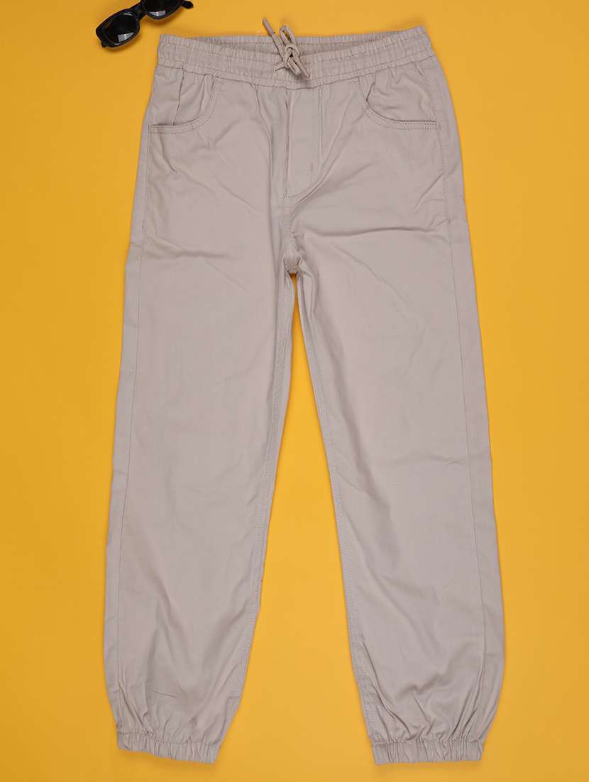 beige cotton jogger trouser