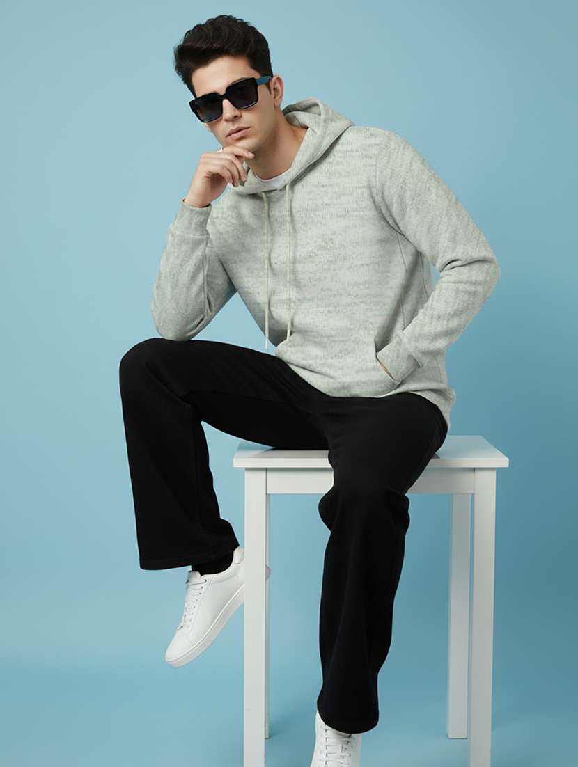 men solid long sleeve hooded sweatshirt - 22268636 -  Standard Image - 3