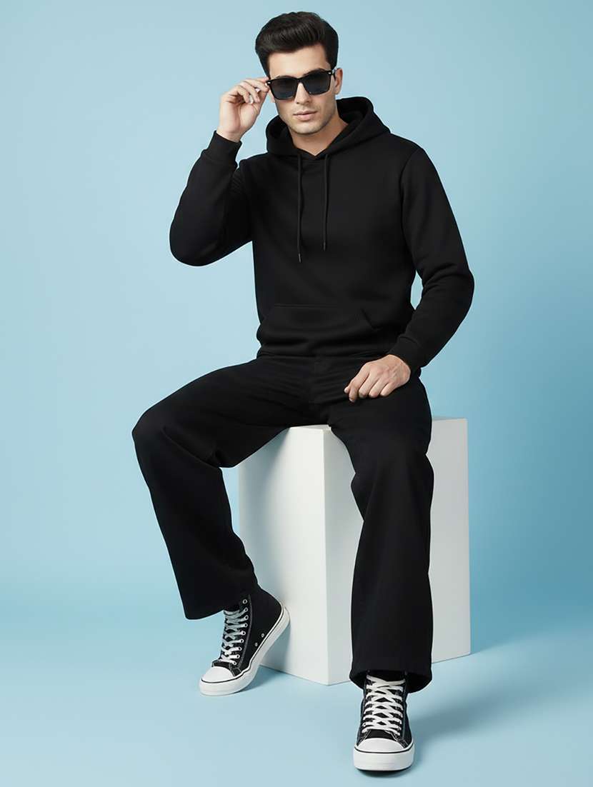 men solid long sleeve hooded sweatshirt - 22268637 -  Standard Image - 3