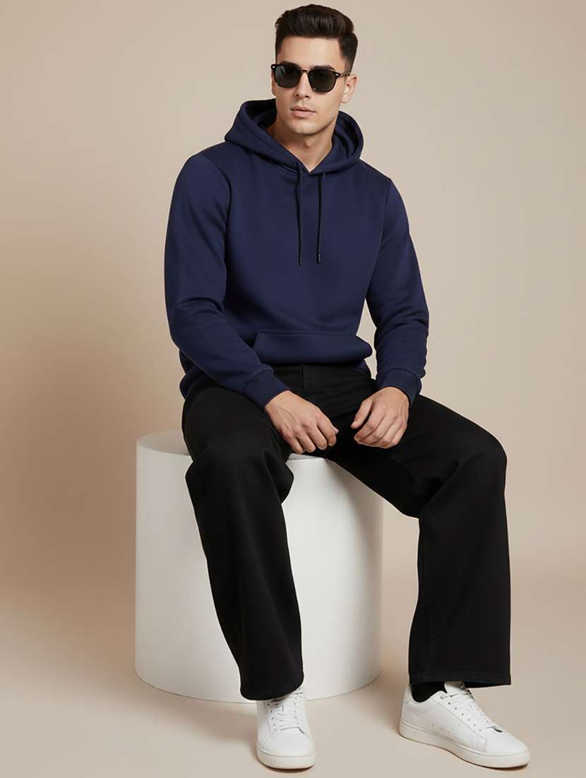 men solid long sleeve hooded sweatshirt - 22268638 -  Standard Image - 3