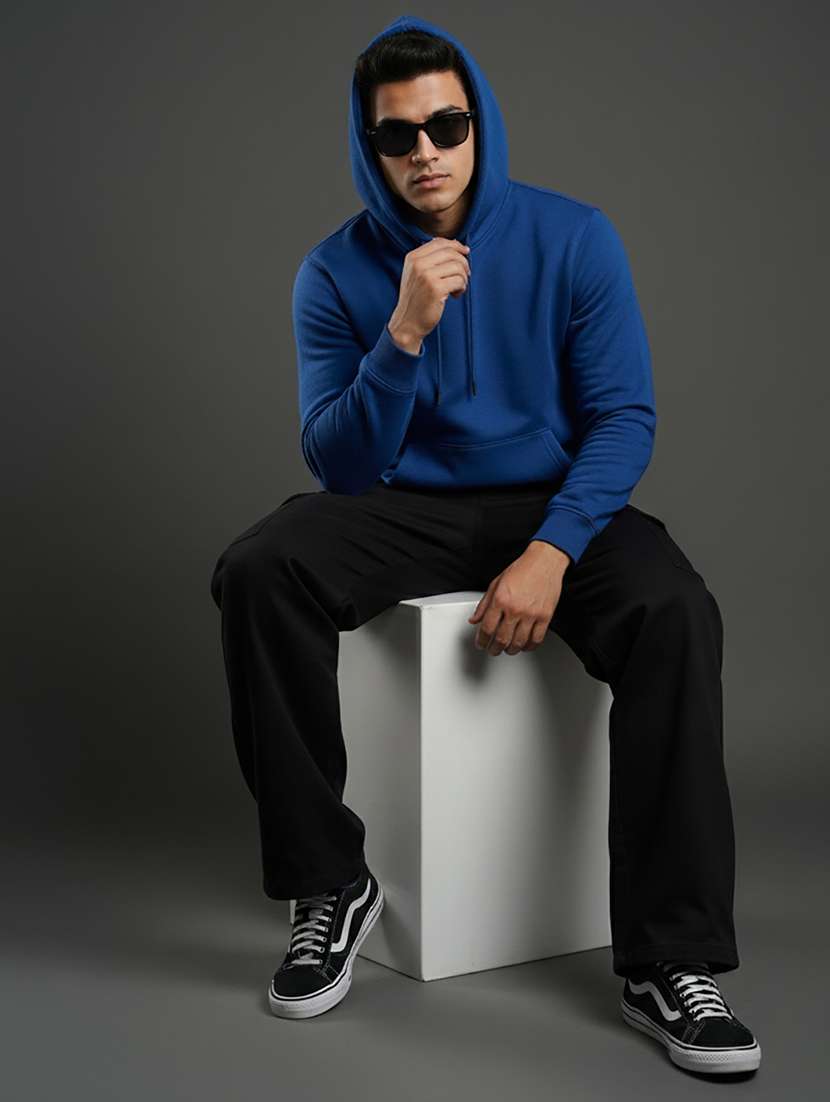 men solid long sleeve hooded sweatshirt - 22268641 -  Standard Image - 3