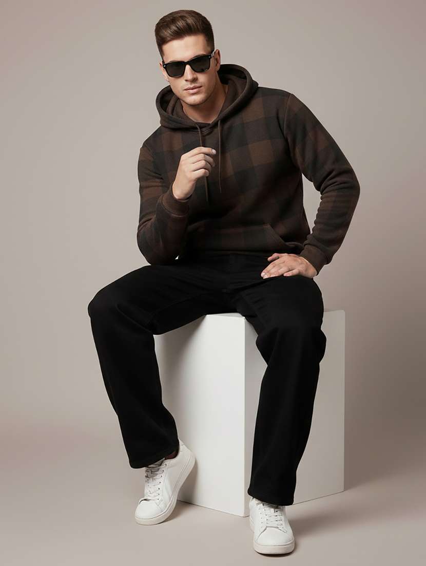 men checkered long sleeve hooded sweatshirt - 22268645 -  Standard Image - 3