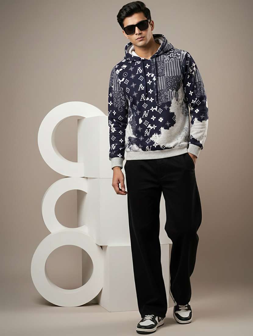 men printed long sleeve hooded sweatshirt - 22268648 -  Standard Image - 3