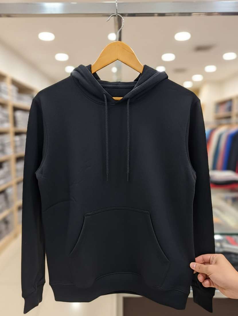 men solid long sleeve hooded sweatshirt - 22268650 -  Standard Image - 3