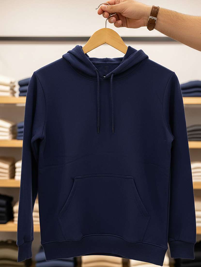 men solid long sleeve hooded sweatshirt - 22268651 -  Standard Image - 3