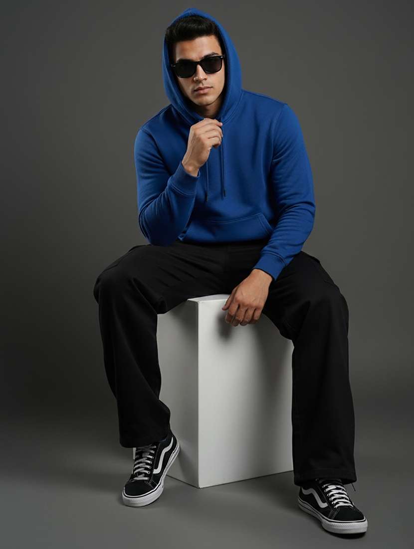 men solid long sleeve hooded sweatshirt - 22268667 -  Standard Image - 3