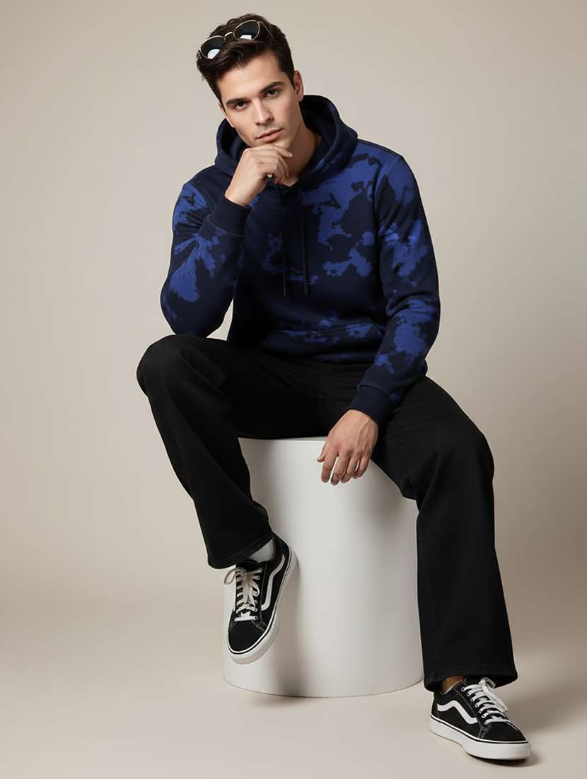 men printed long sleeve hooded sweatshirt - 22268668 -  Standard Image - 3