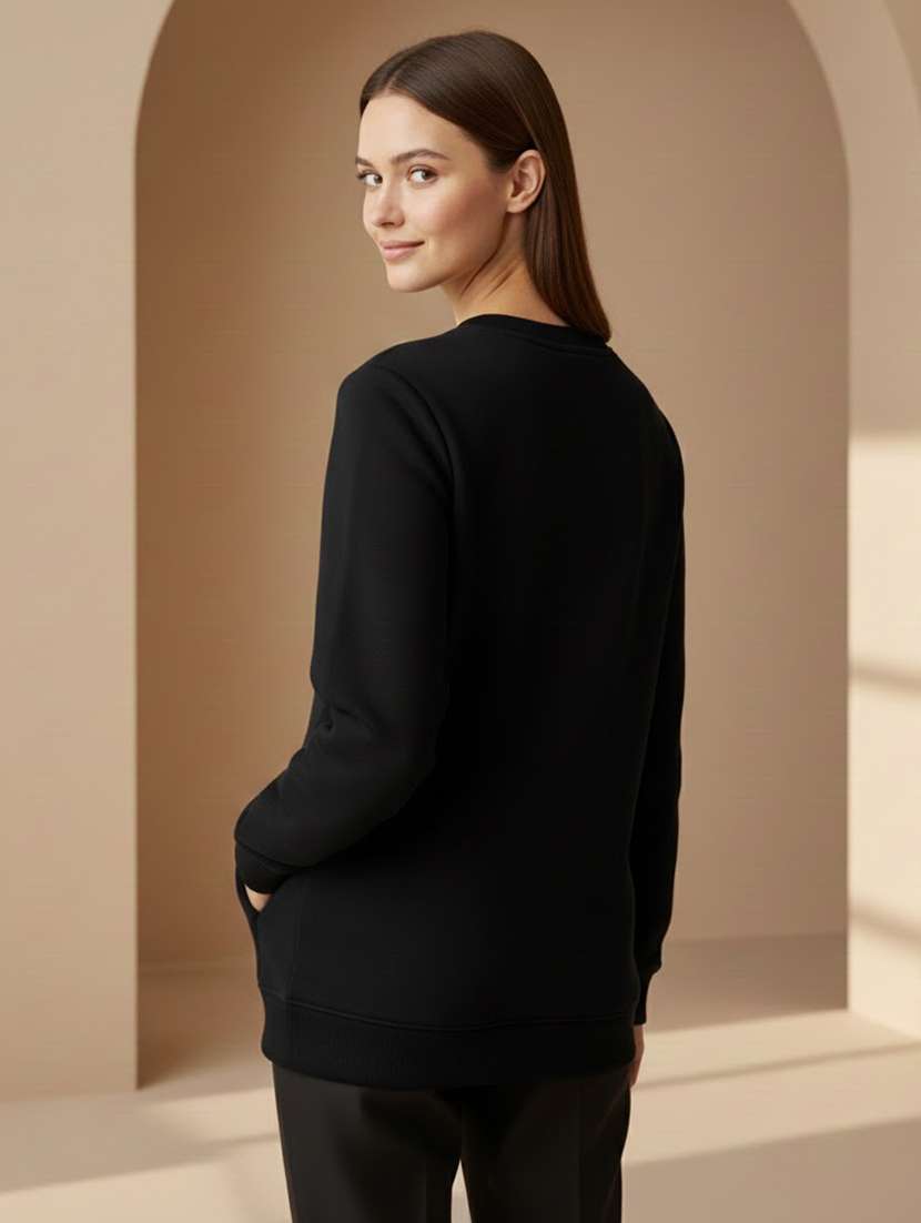 women solid long sleeve sweatshirt - 22268675 -  Standard Image - 3