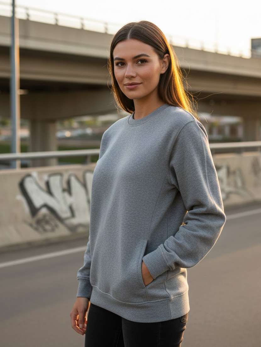 women solid long sleeve sweatshirt