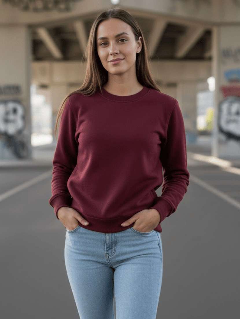 women solid long sleeve sweatshirt