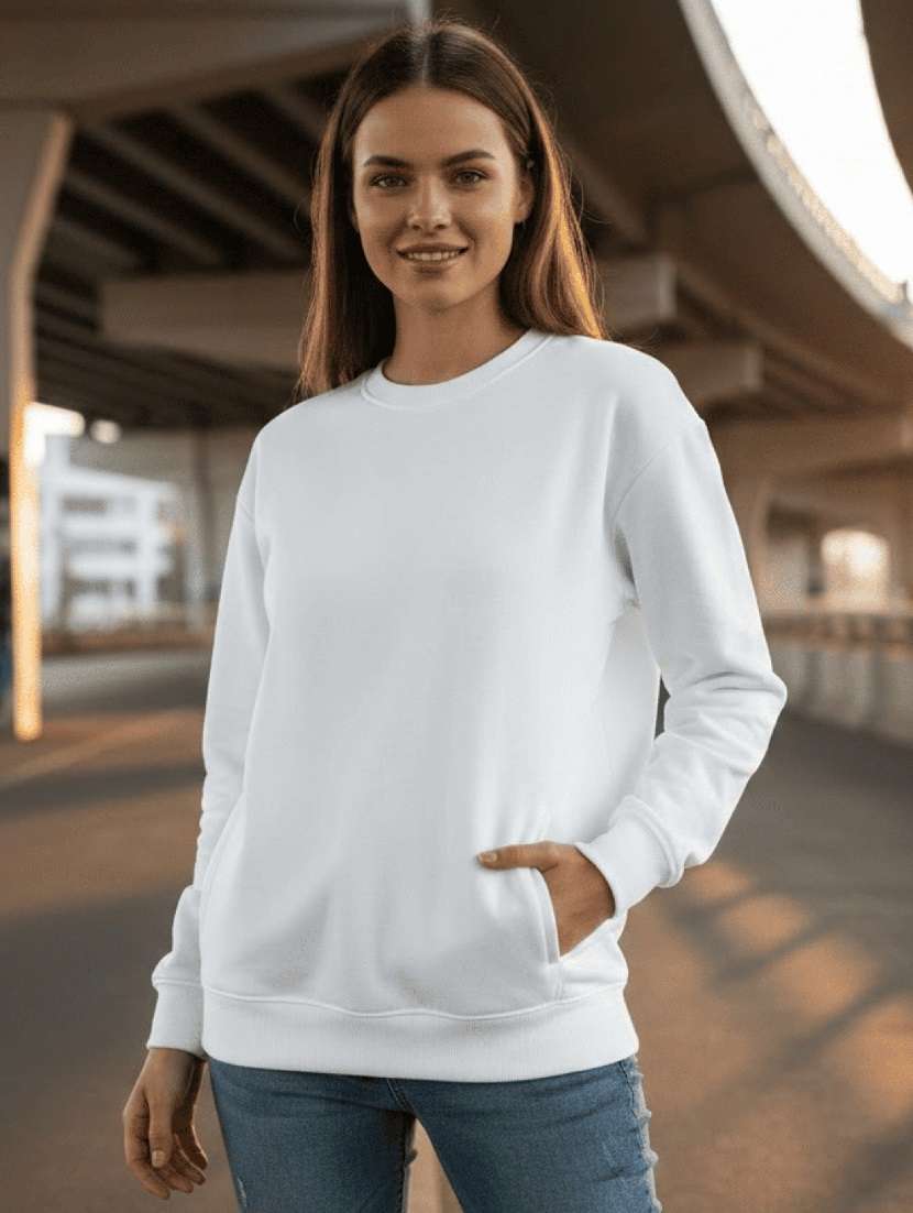 women solid long sleeve sweatshirt